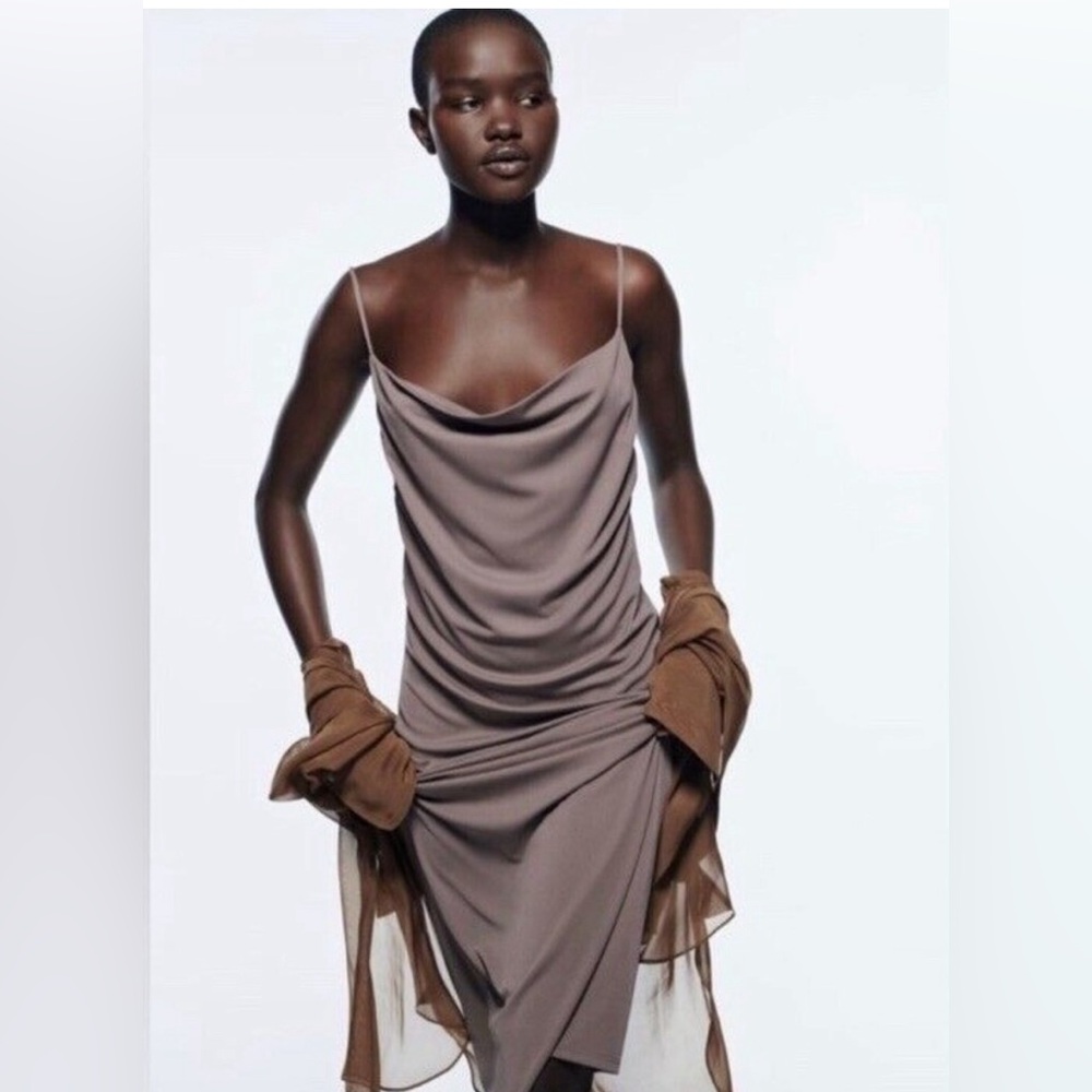 Zara midi brown dress